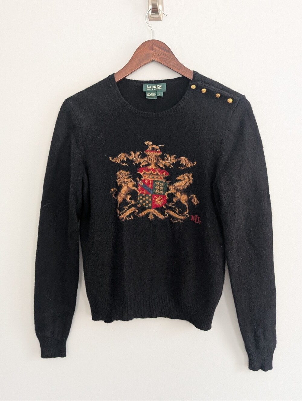 Vintage Ralph Lauren Lambswool Crest Sweater Fits Medium / Small
